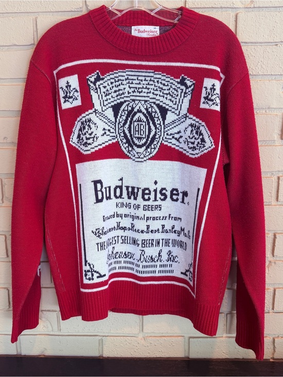 Budweiser Other - Budweiser Vintage 70s Knit Sweater Novelty Adult M Made In USA Beer Americana